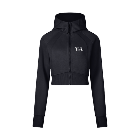 Yvante Co Cropped Zip-Through Hoodie